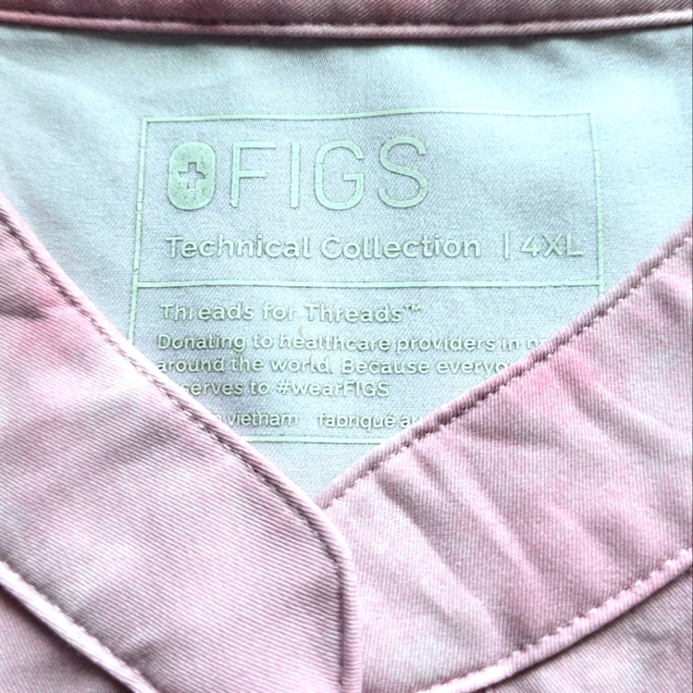 Figs Rafaela Oversized Scrub Top - Marbled Rose Size 4X tie dye pink - Picture 10 of 10